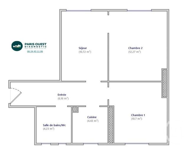 Afficher la photo en grand Appartement F3 à louer - 3 pièces - 48,50 m2 - Paris - 75013 - ILE-DE-FRANCE